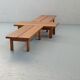Large coffee table in 3 modules, solid elm.
