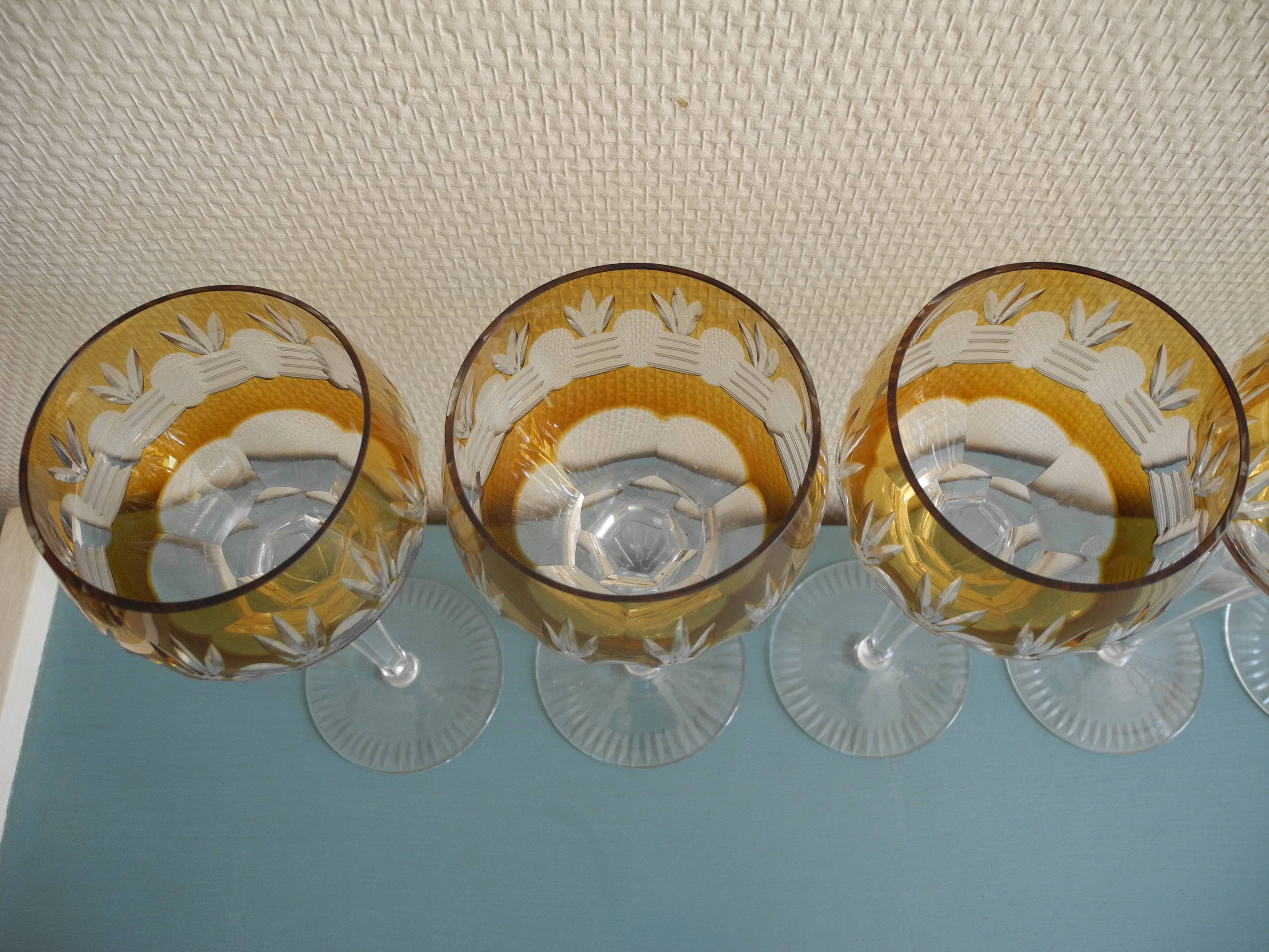 Set of 6 cut crystal wine glasses vintage crystal wine glasses