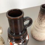 Set of three 1970s pottery fat lava "vienna" vases made by Scheurich, Germany