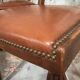 6 Art Deco walnut and leather chairs