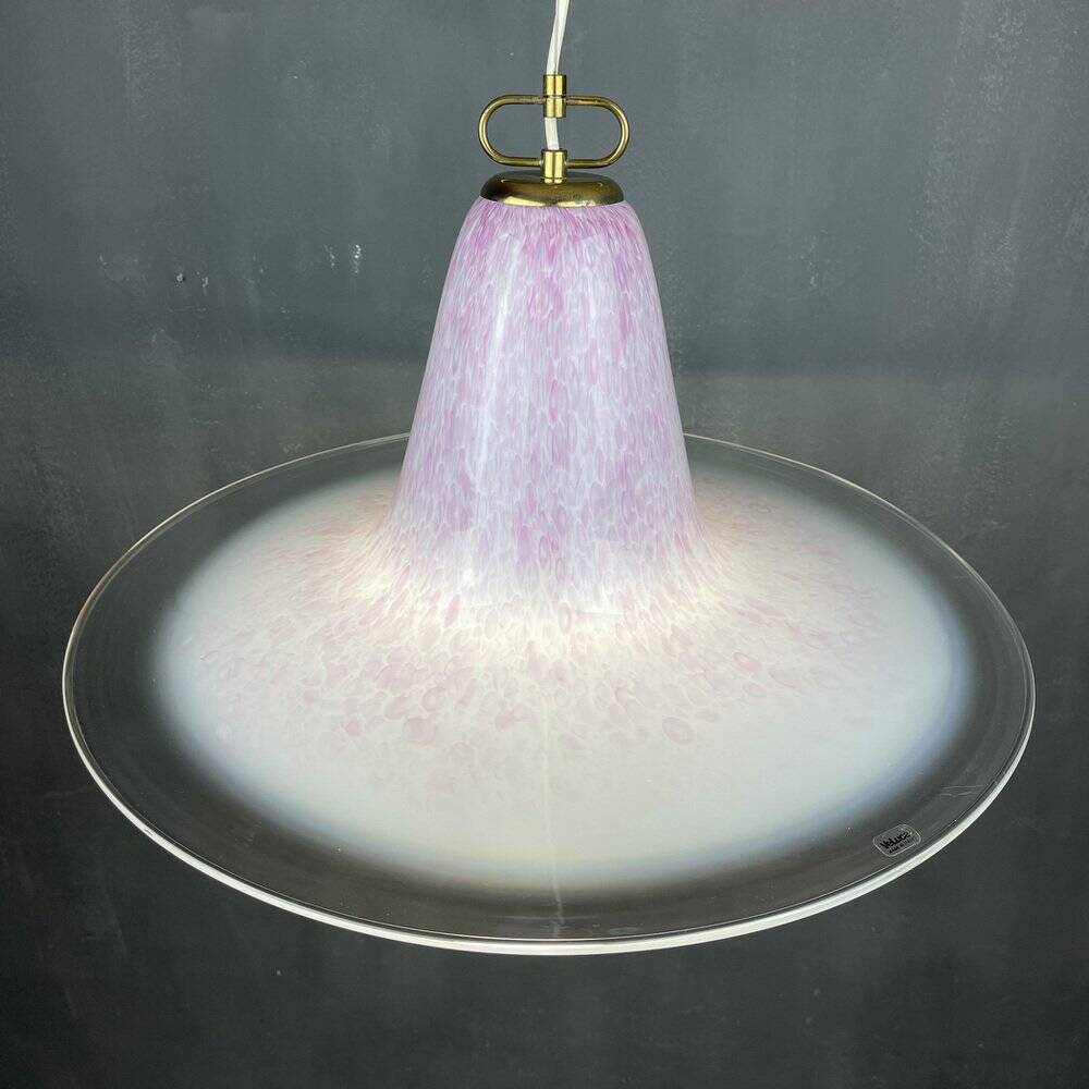 Mid-century pink Murano glass pendant by Veluce, Italy, 1970s