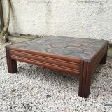 Square oak coffee table and ceramic top