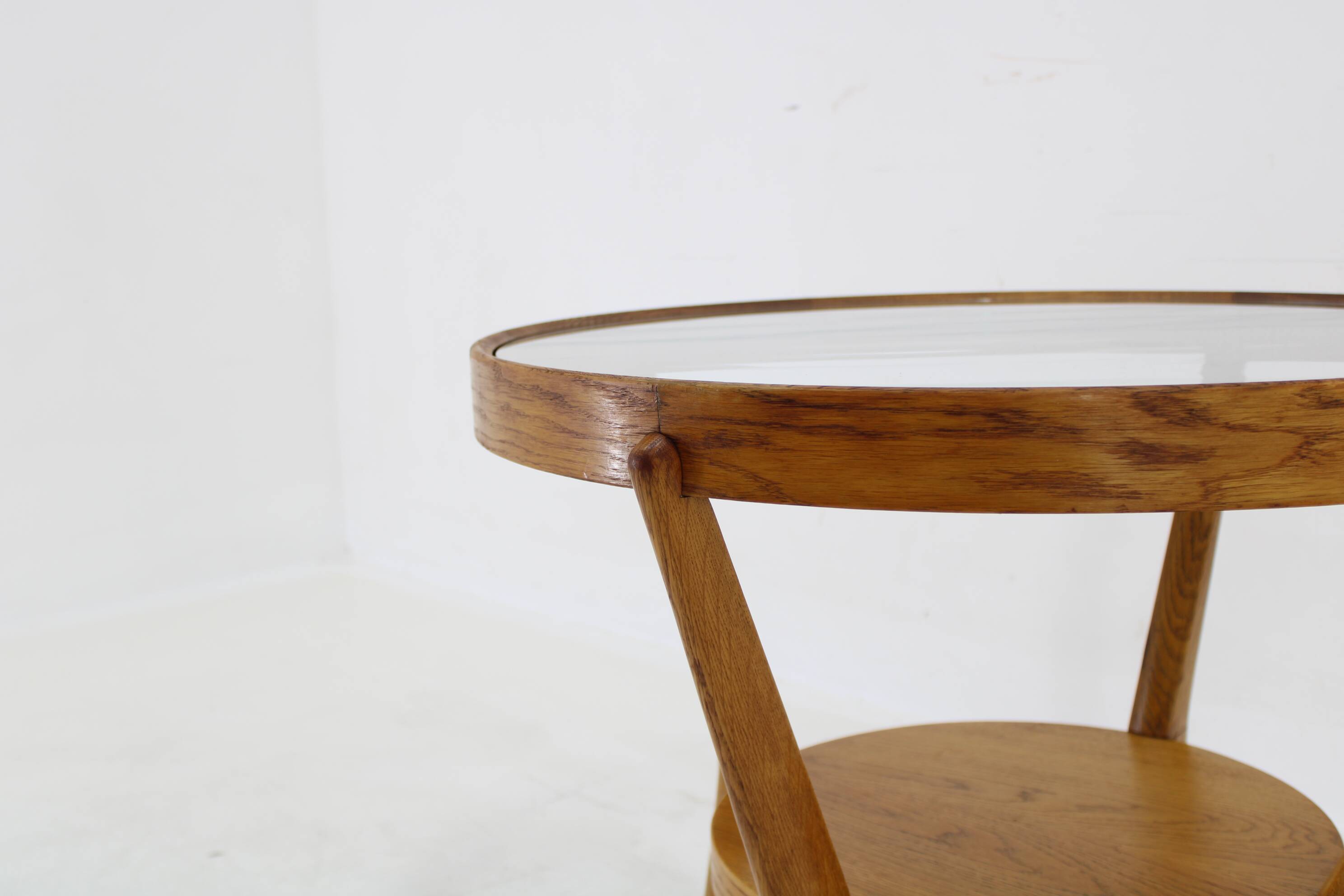 1960s Karel Kozelka & Antonin Kropacek Oak & Glass Coffee Table for Interier Prah