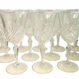12 large cut crystal wine glasses