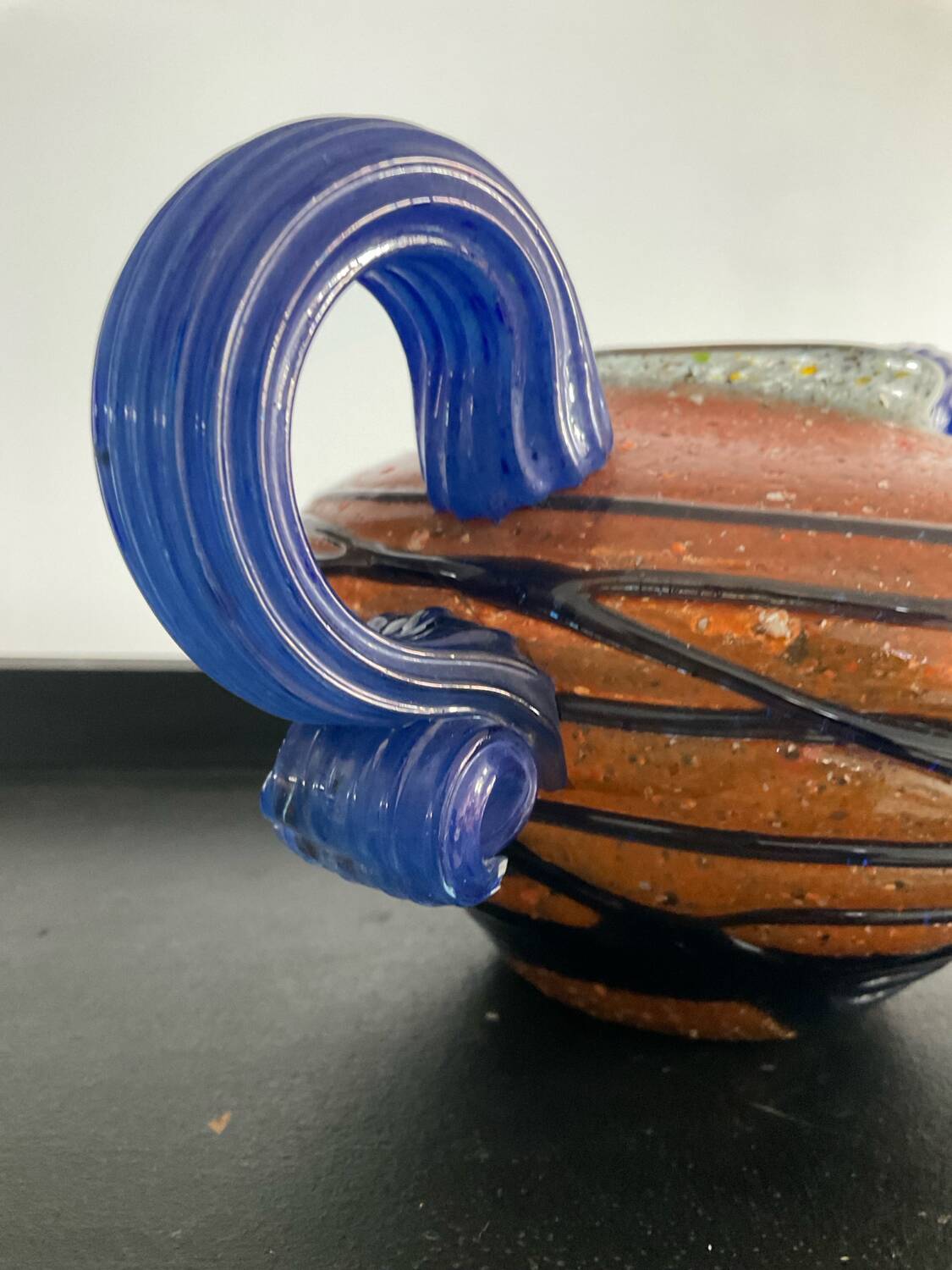 Vintage glass paste vase with handles