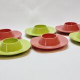 6 vintage plastic egg cups 1960s Schumm Plastic Style new in box