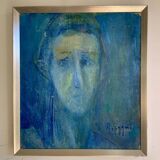 Portrait original de Rolf Iggmo, huile sur toile, portrait masculin expressif, signé