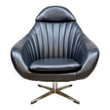 Vintage black leatherette swivel chair 'Mad men style'
