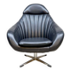 Vintage black leatherette swivel chair 'Mad men style'