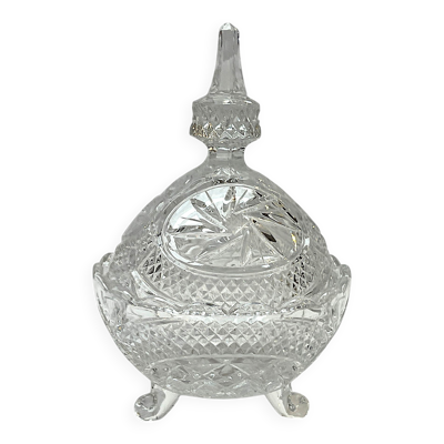 sucrier en cristal taillé avec couvercle Motif Pinwheel bonbonnière cristal