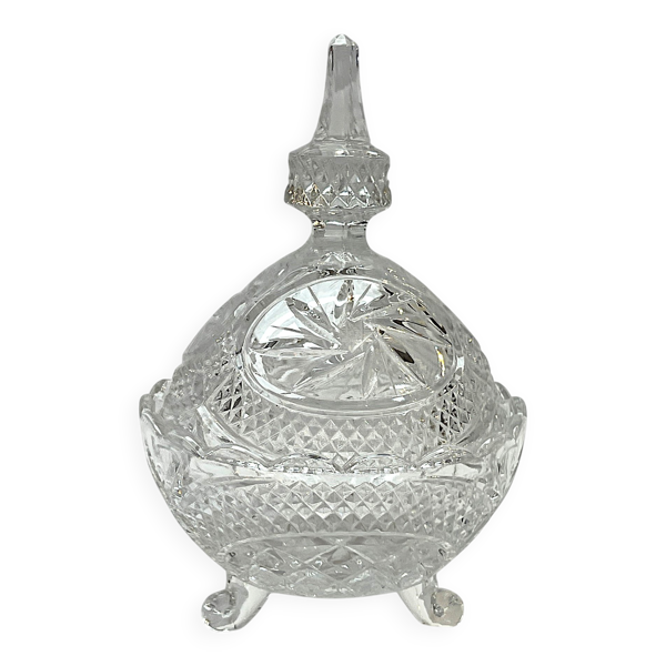 sucrier en cristal taillé avec couvercle Motif Pinwheel bonbonnière cristal