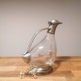 Duck carafe in glass and pewter