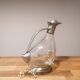 Carafe canard en verre et étain
