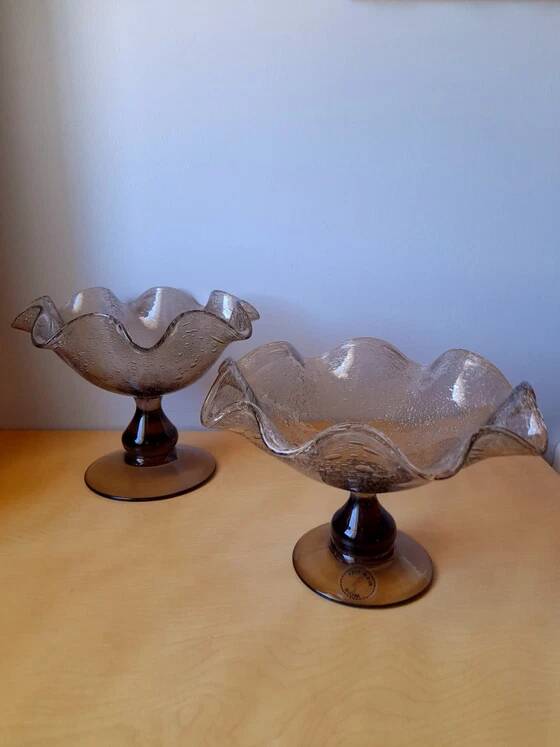 Coupe en Verre Soufflé Bullé Riom 1960