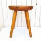 Large vintage folk art curved seat stool