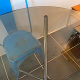 Round kitchen or dining room in smoked glass chrome structure an70