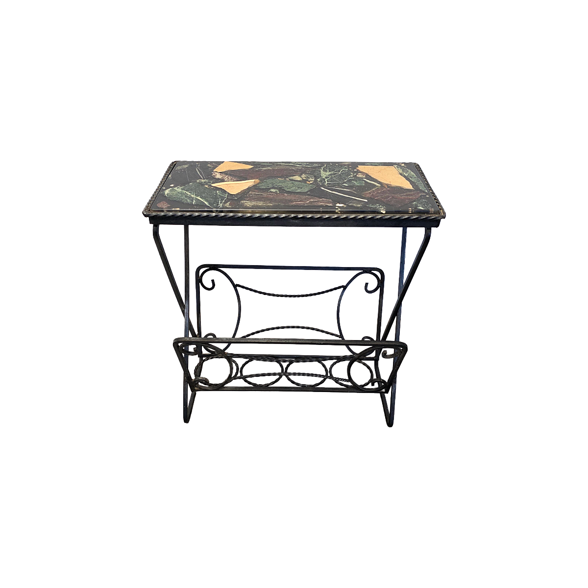Table d'appoint vintage avec plateau en marbre mosaïque, années 1970