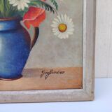 Oil on canvas still life Wild Flowers Géofournier
