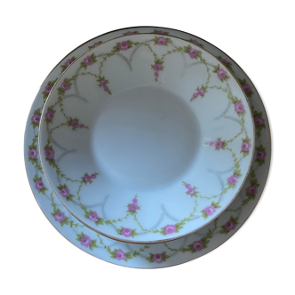 Lot de 6 assiettes à dessert et 4 coupelles en porcelaine