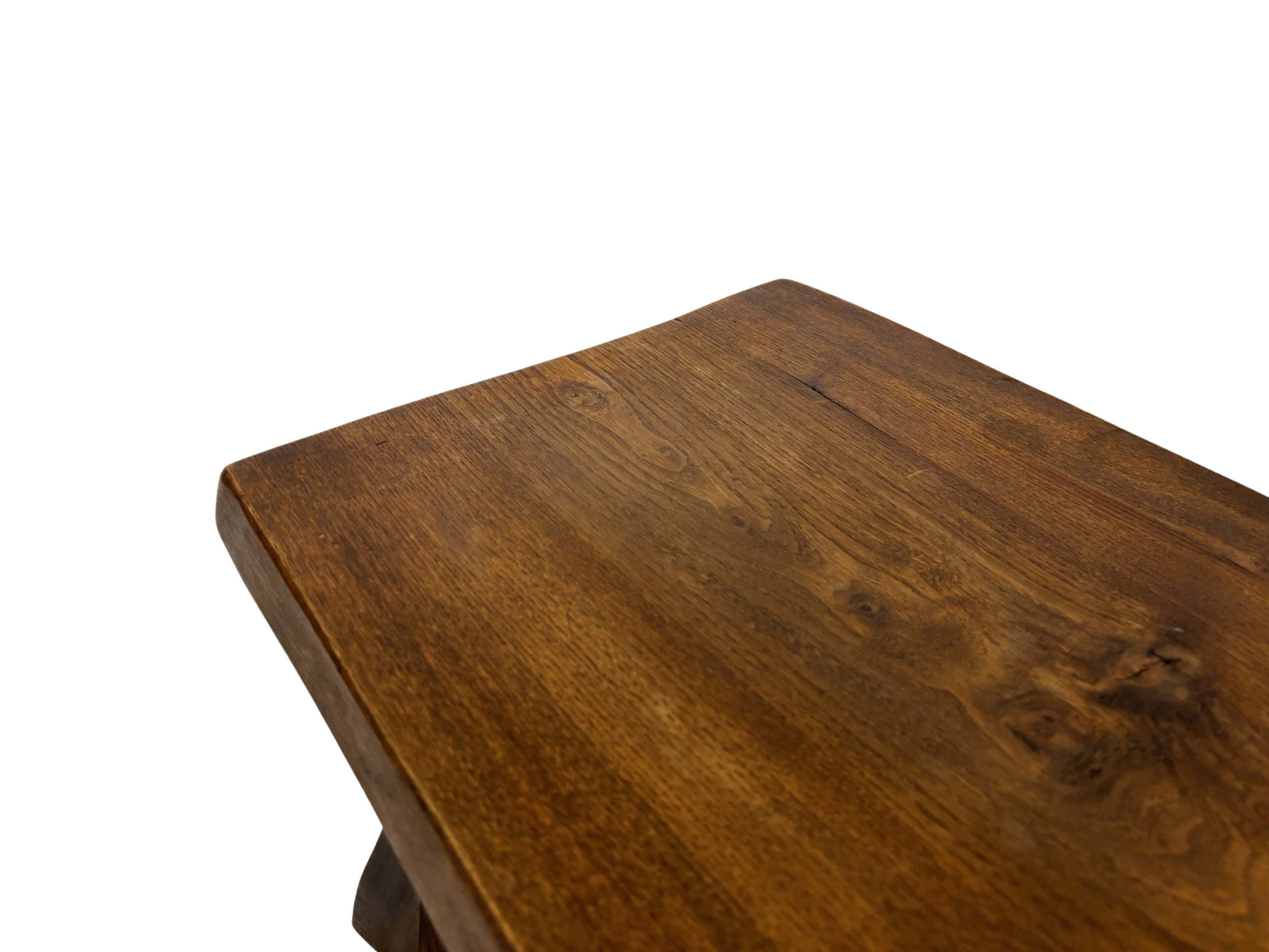 Vintage brutalist side table minimalistic design in dark wood