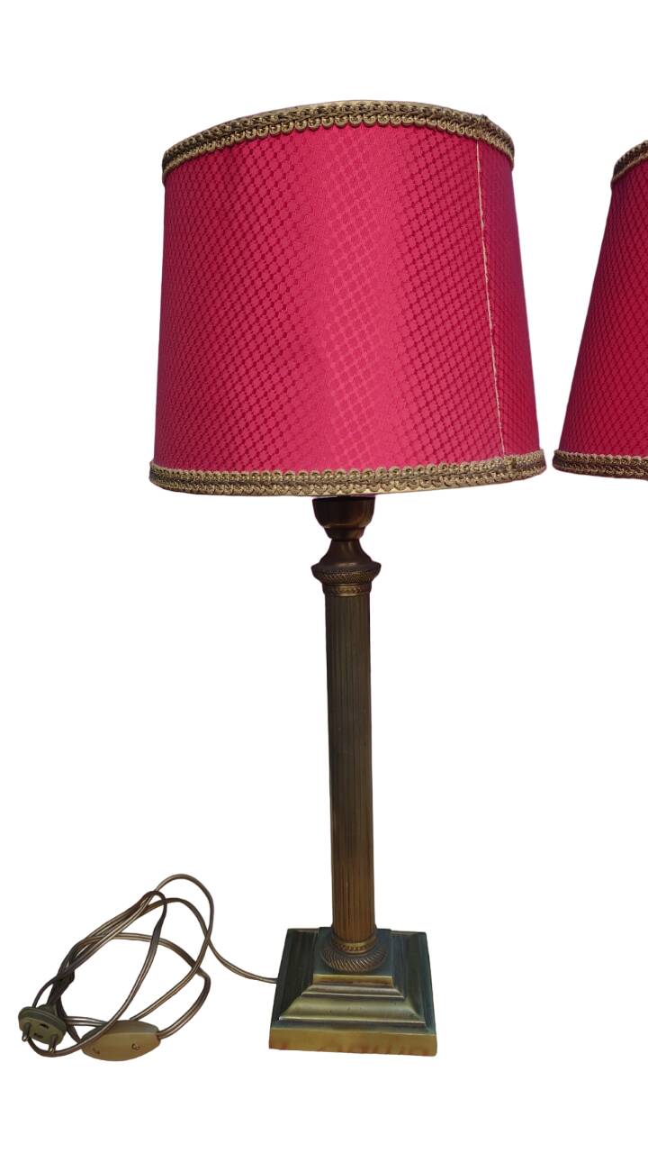 Paires de lampes style empire Abat jour rouge
