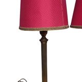 Pair of empire style lamps with red lampshades