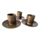 Set of three cups and saucers in pyrite stoneware - Charles Gaudry, Puisaye