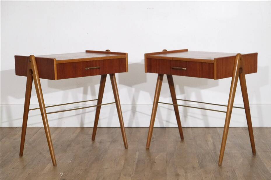 Paire de chevets vintage scandinave en teck