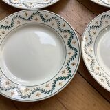 Lunéville set of 6 plates of antique white porcelain tableware with floral decoration