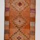 Brunt Orange Turkish Vintage Runner Rug, 85x388Cm