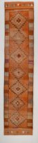 Brunt Orange Turkish Vintage Runner Rug, 85x388Cm