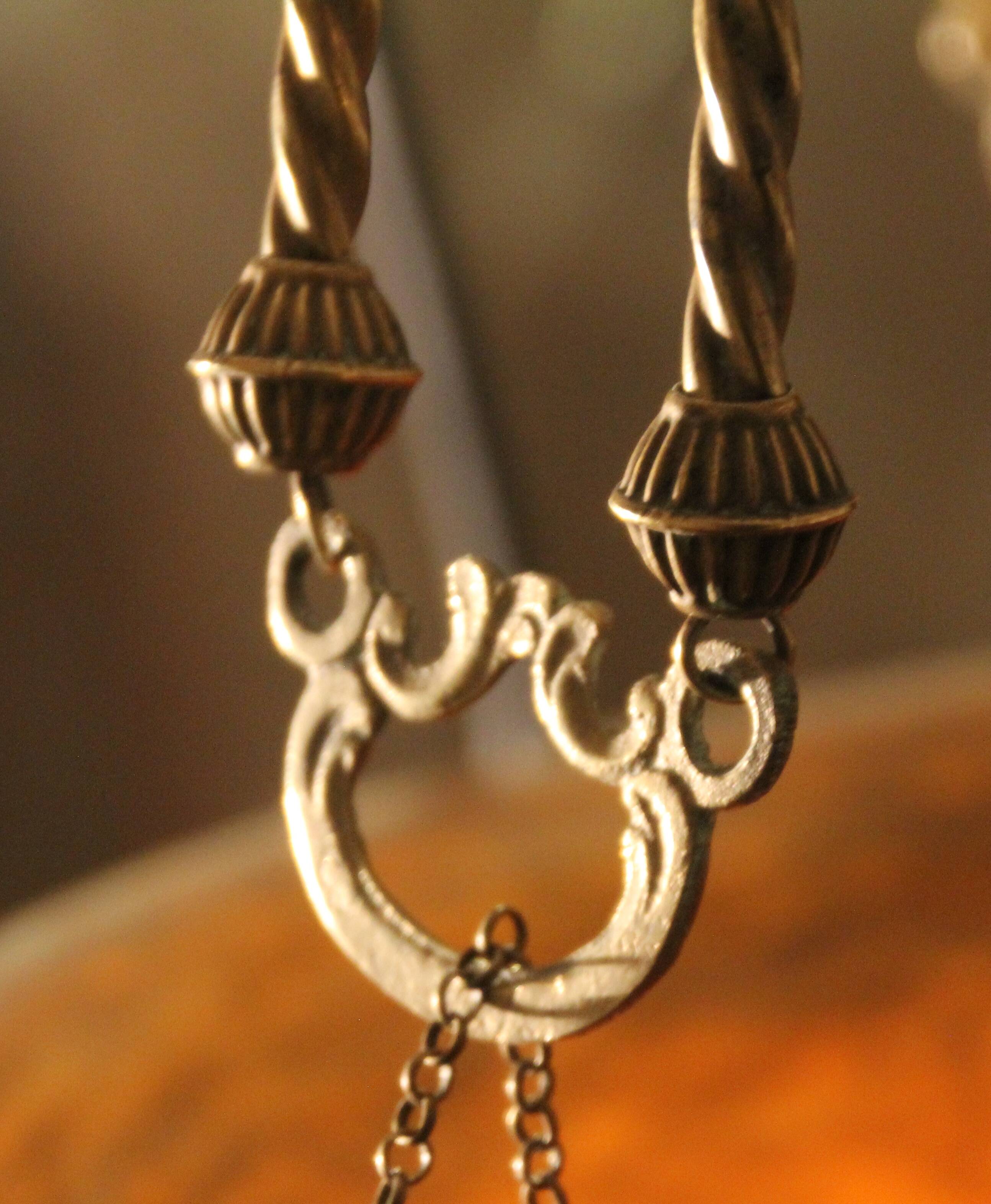 Large glass paste and brass chandelier in Art Deco style.