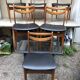 Series of 4 Old Scandinavian Chairs Wood Teck - Skai Skaï Black Vintage
