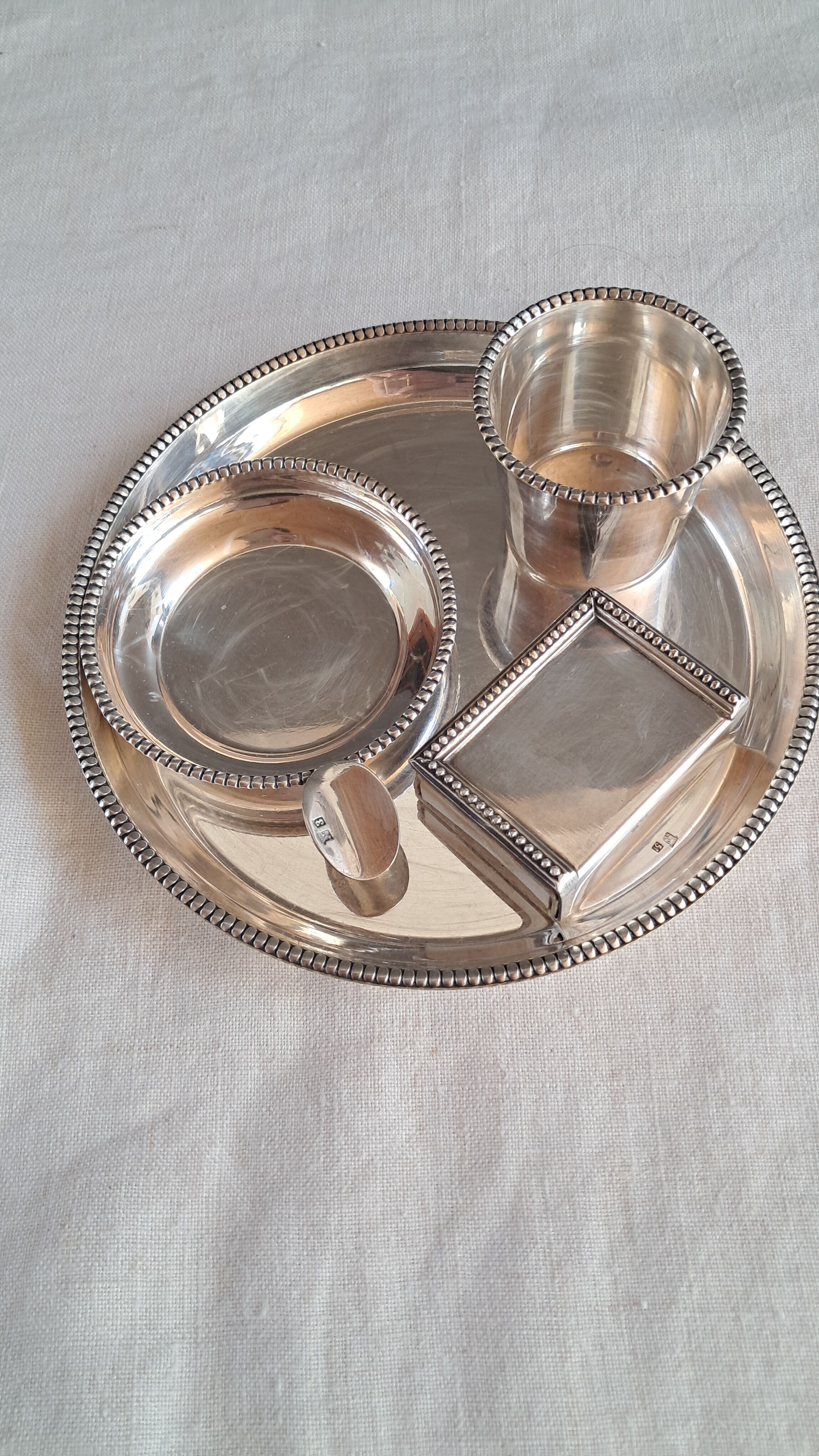 Vintage silver-plated smoker's or desk set – 4 pieces
