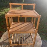 Vintage 3-tier bamboo and rattan shelf