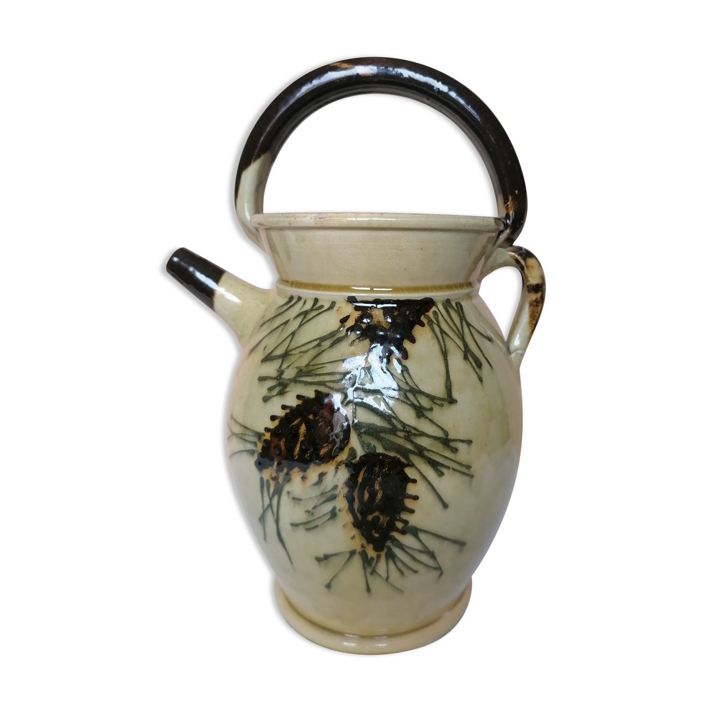 Vallauris gargoulette jug signed Aegitna