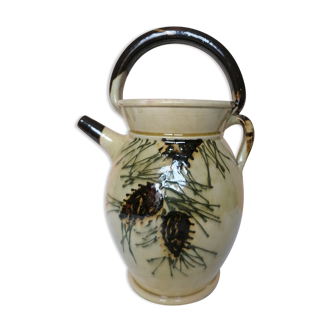 Vallauris gargoulette jug signed Aegitna