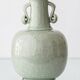 Celadon Crackle Glaze Porcelain Table Lamp in Chinese Style with Scroll Handles