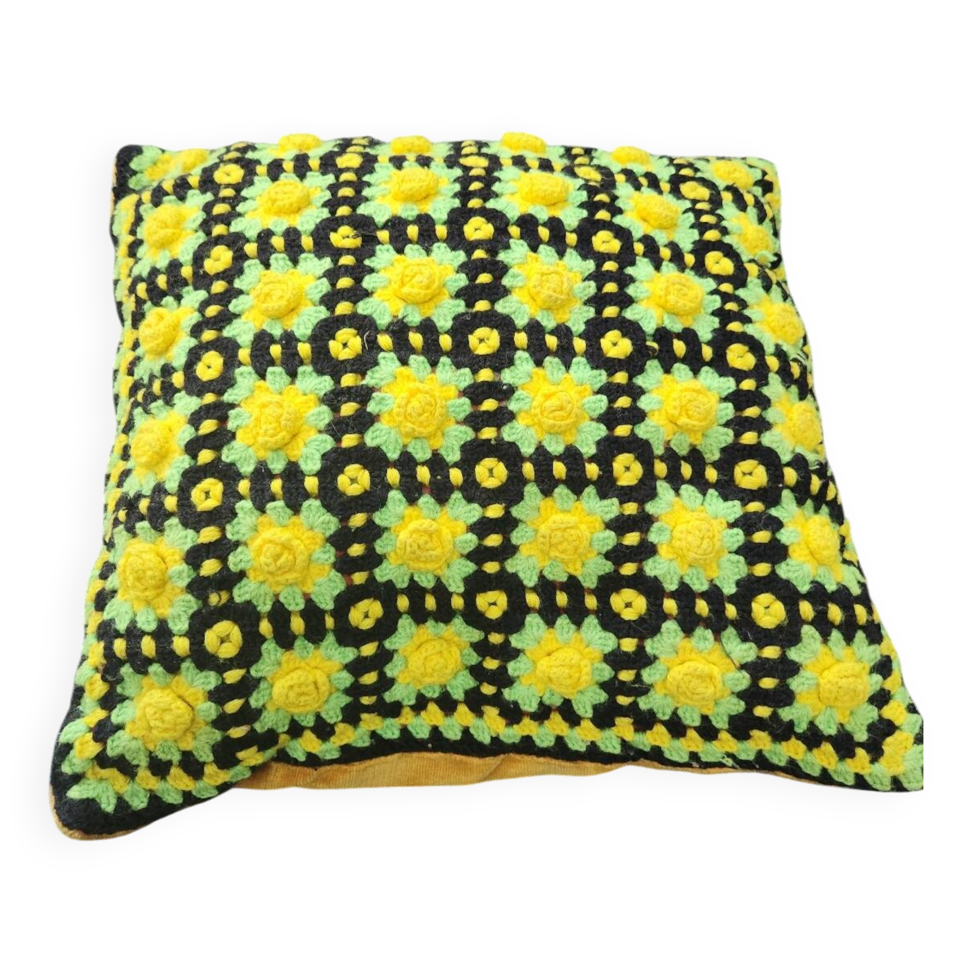Coussin en crochet vintage