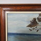 Oil painting on panel, landscape of Île Sainte-Marguerite, signed R. Manou