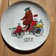 Dessert plates and their Gien earthenware dish illustrated by J. Charmoz automobile theme