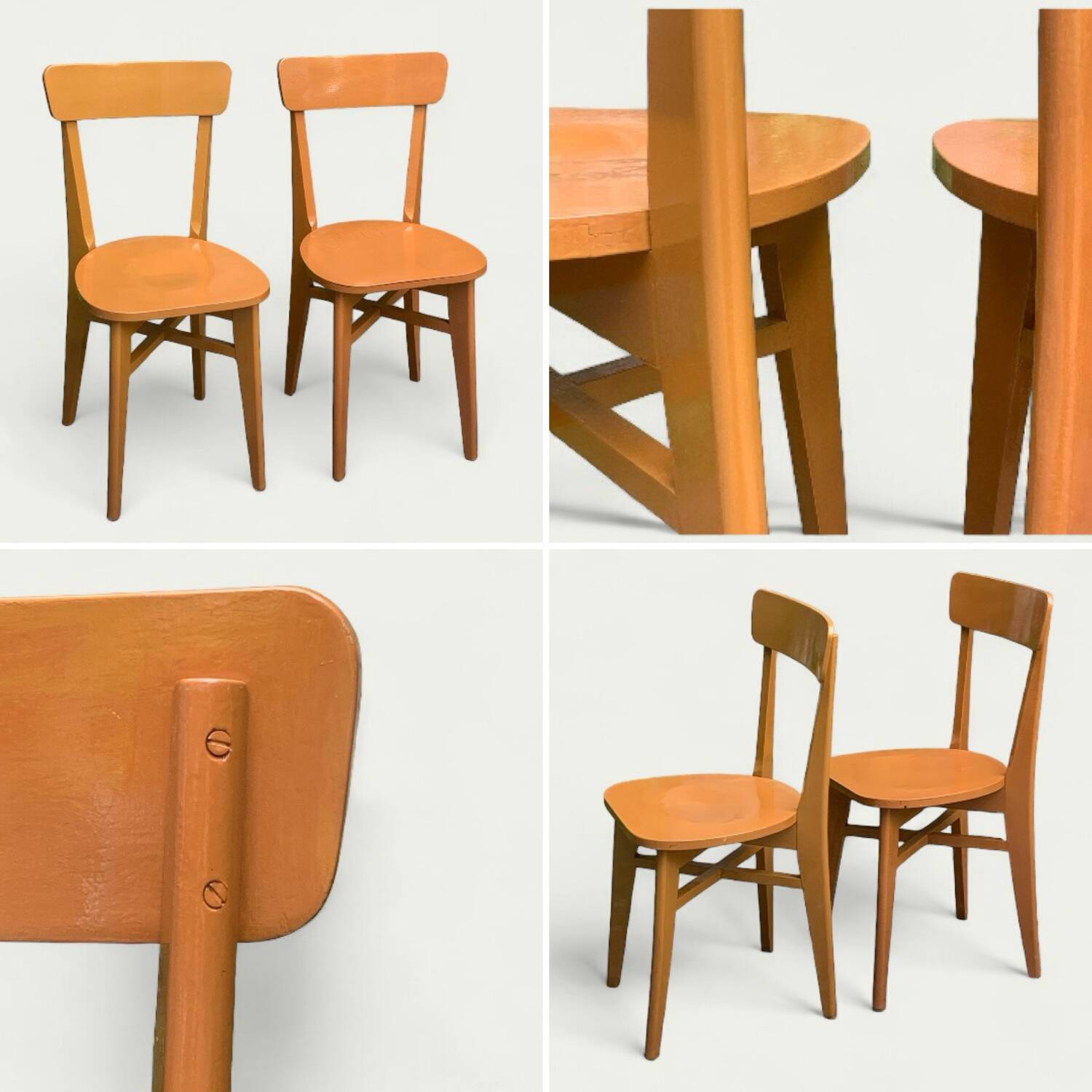 Pair of caramel bistro chairs 1950
