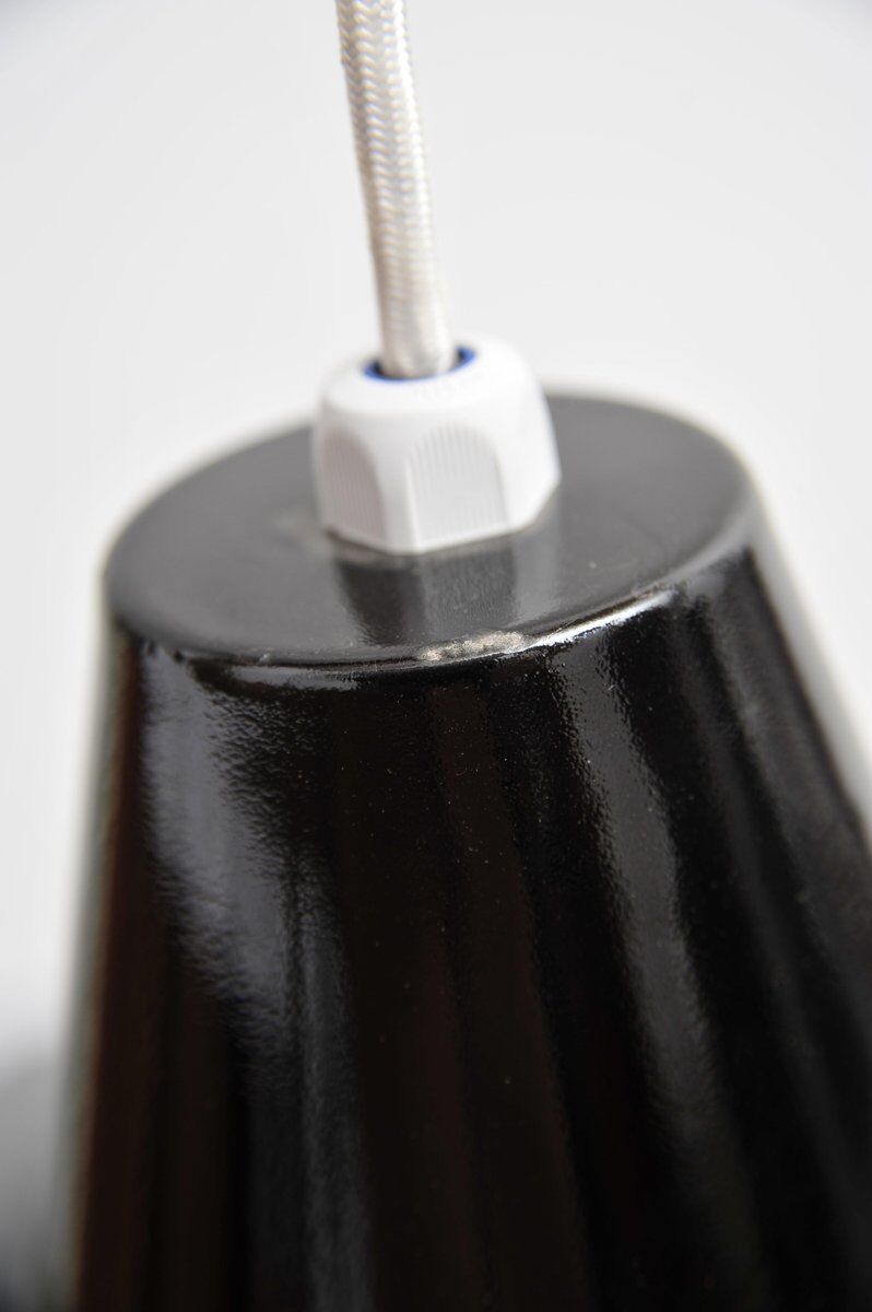 Black enamel ceiling lamp by Louis Poulsen, 1950s