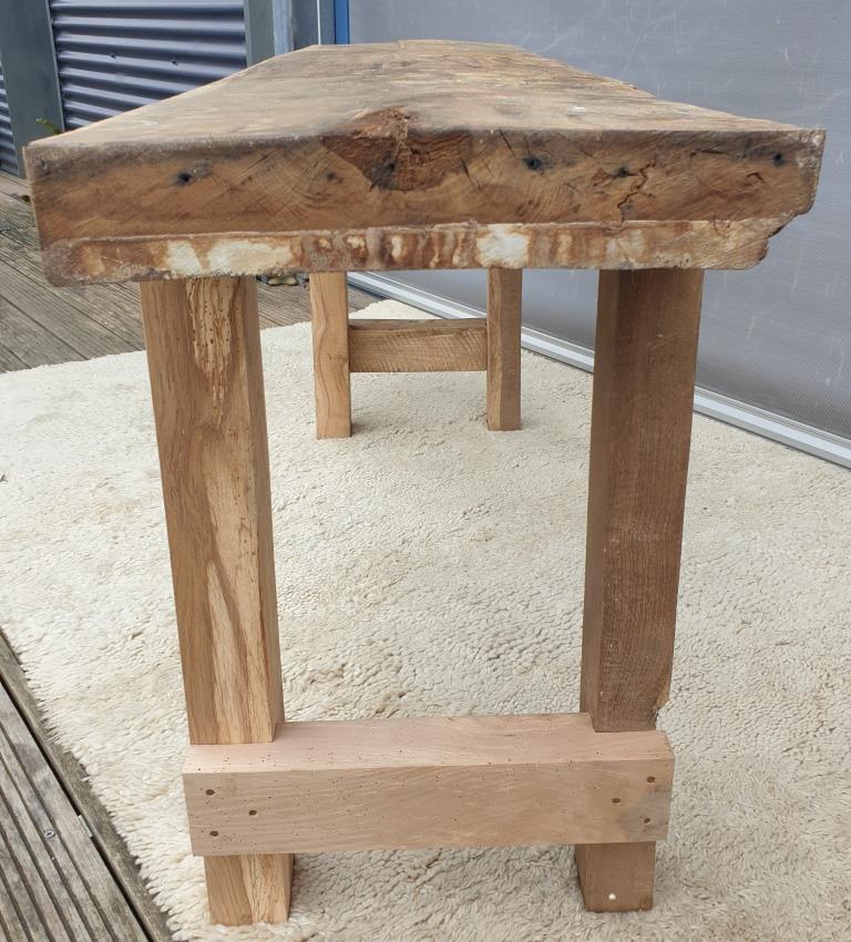 Restored solid wood workbench