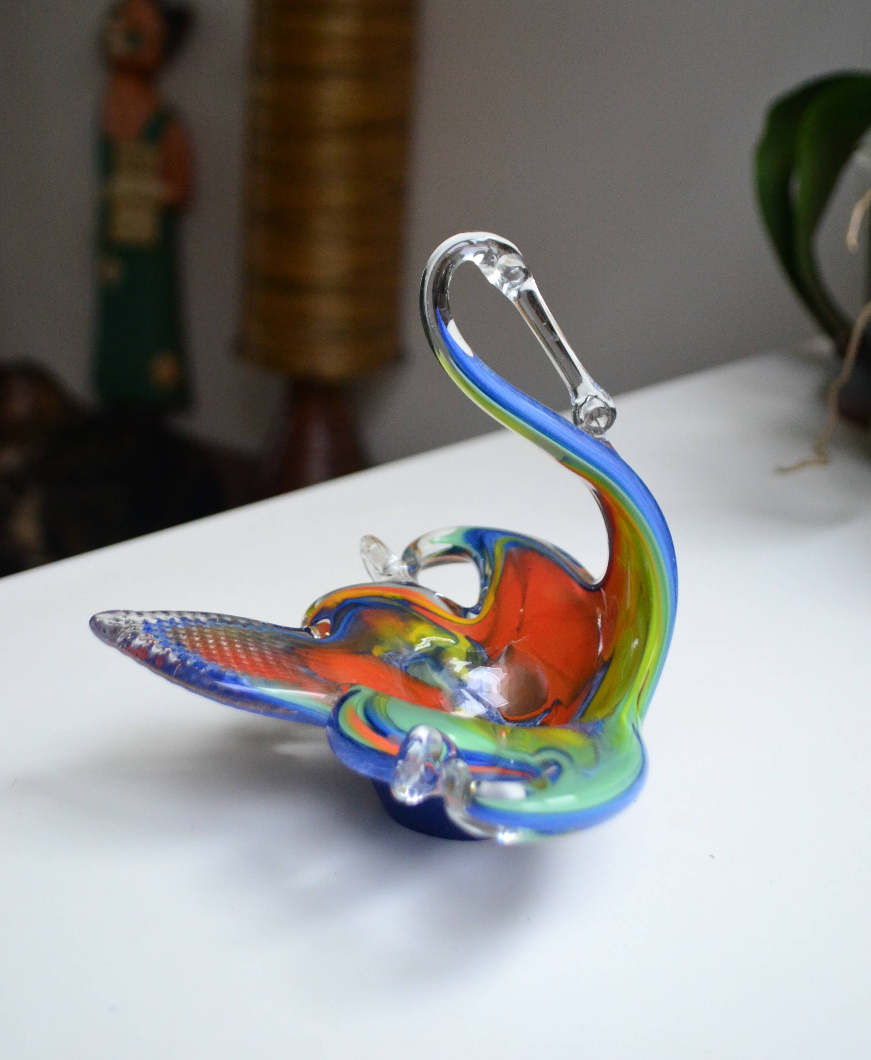 Murano swan pocket emptier