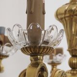 Solid bronze chandelier with crystal pendants and bobeches - Lucien GAU