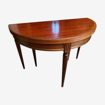 Half-moon table top wallet console round mahogany table Louis XVI