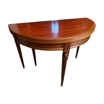 Half-moon table top wallet console round mahogany table Louis XVI