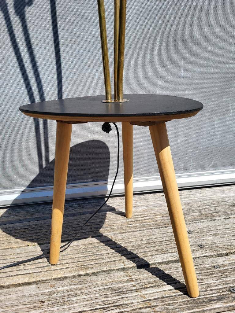 Black 3-light brass table lamp, 1950s