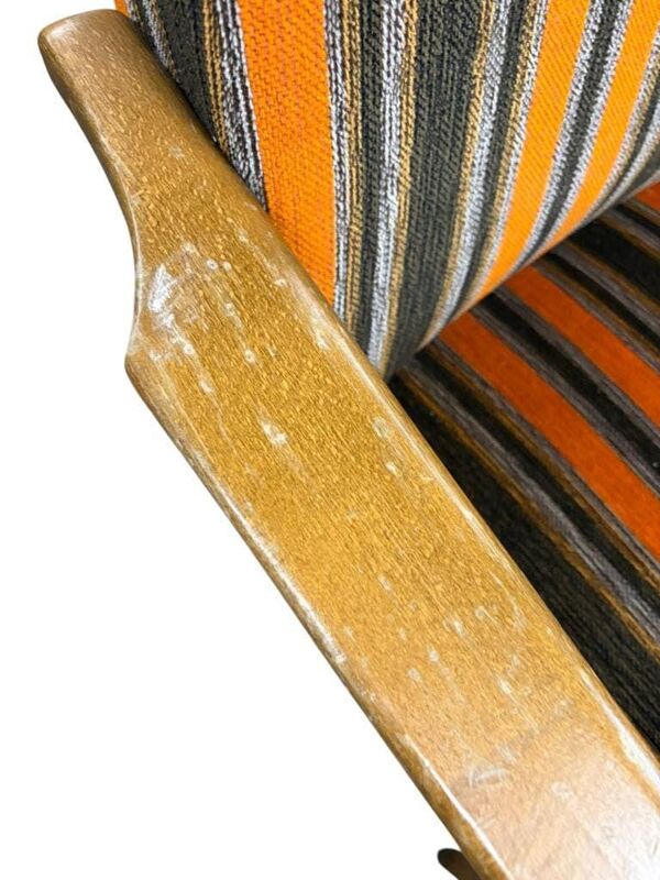 Fauteuil vintage en bois / fauteuil une place / chaise lounge en orange brun